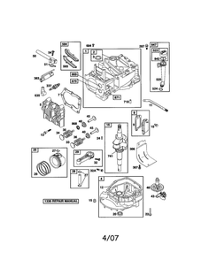 Cylinder/Crankshaft/Sump Diagram and Parts List for 122T02-3824-B3  Briggs and Stratton Engine